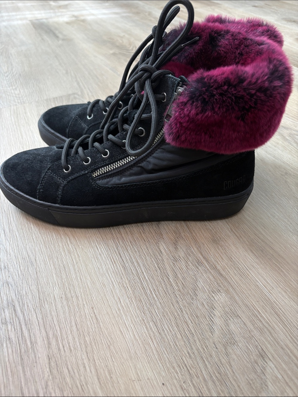 Cougar Danica Suede Waterproof Real Rabbit Fur Winter Sneaker Boot 10 cozy warm - Picture 2 of 8